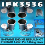IFK3536 In-Frame Engine Rebuild Kit Fordson New Major Tractor with Ford 592E Engine, that has 1.1/4in Gudgeoon Pin and 1-Oring Liner