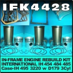 IFK4428 In-Frame Engine Rebuild Kit Case IH 485, 495, 3220 Tractor, and International IH 454, 484, 485 Tractor all with IH Neuss D179 3Cyl Diesel Engine
