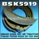 BSK5919 New Brake Shoe Kit Massey Ferguson TEA20, TED20, TEF20, FE35, 35, 135, 148, 235, 240, 550 Tractor, all with drum brakes